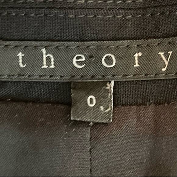 Theory Black Smooth Wool Academia Office Neutral Blazer Jacket NWOT Size 0 - Picture 9 of 14